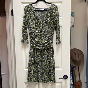 Green and Black Geometric Dress